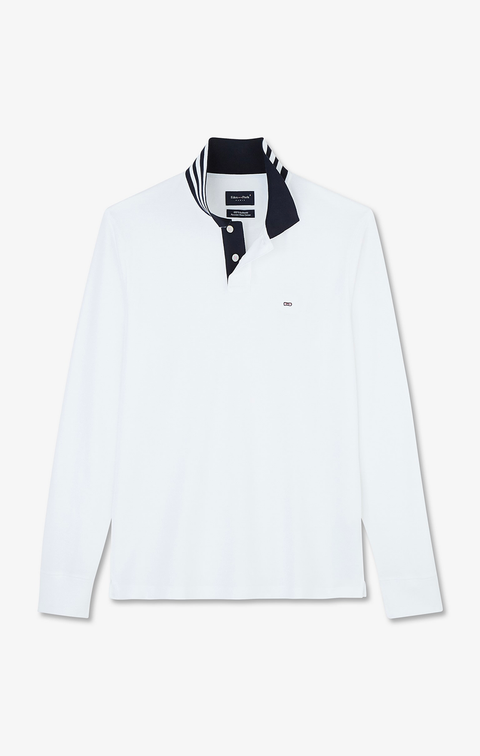 White cotton polo with contrasting neck - Image 2
