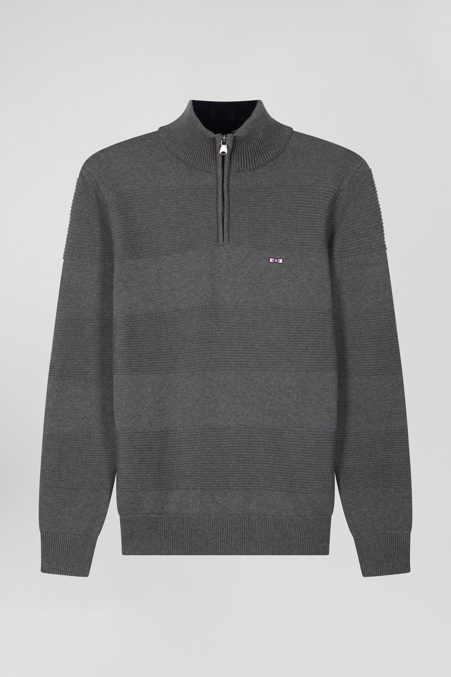 Pull col camionneur en coton gris effet de rayure