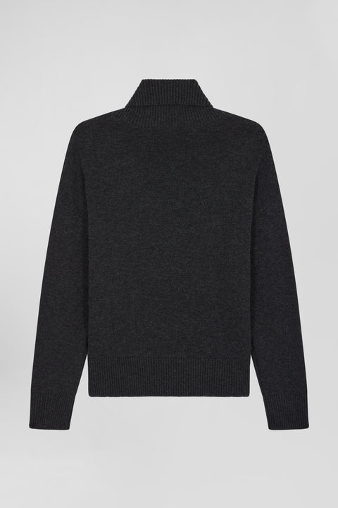 Relaxed mottled grey wool and cotton turtleneck jumper - Image 2