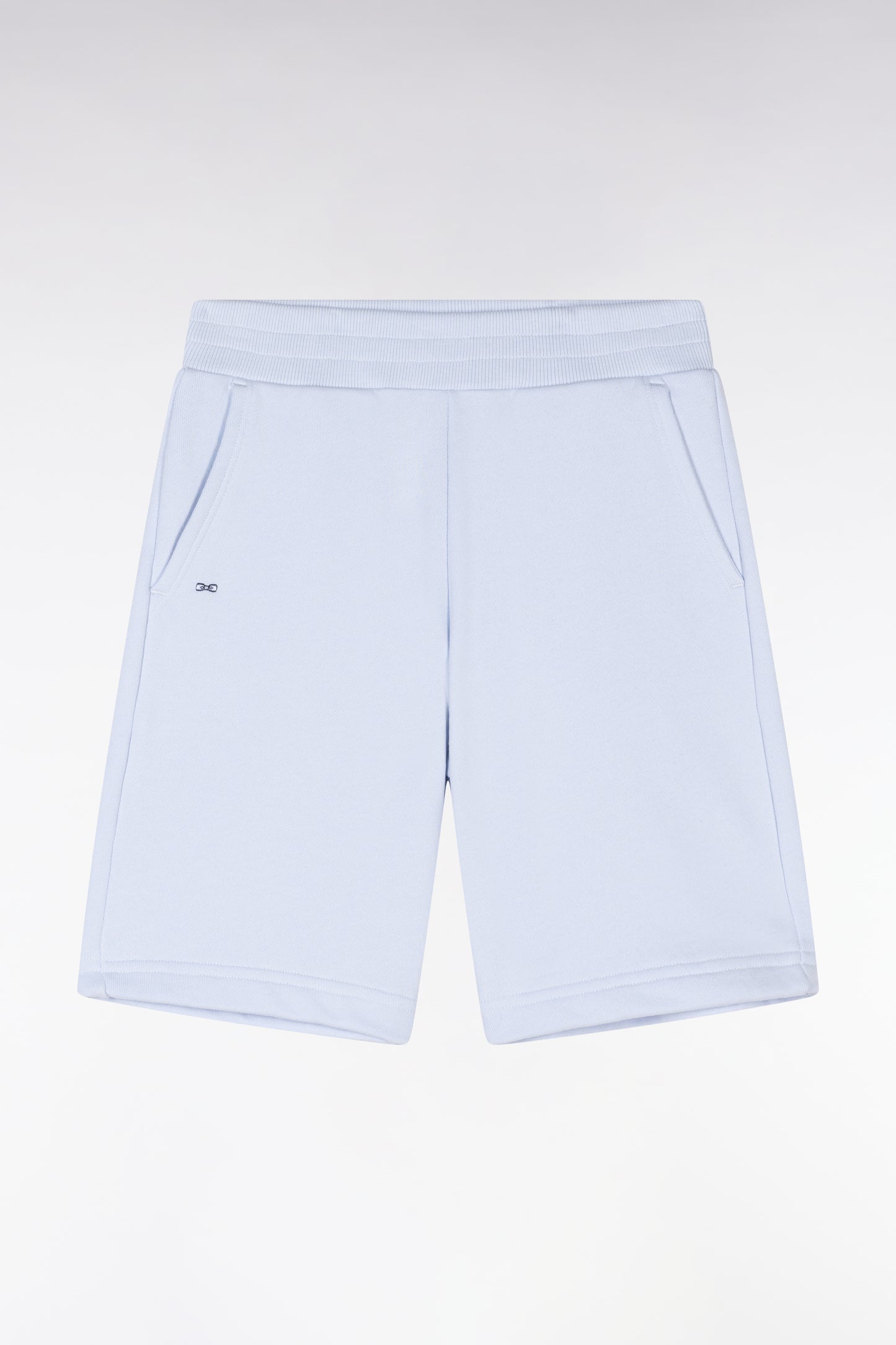 Straight-fit sky blue cotton fleece shorts