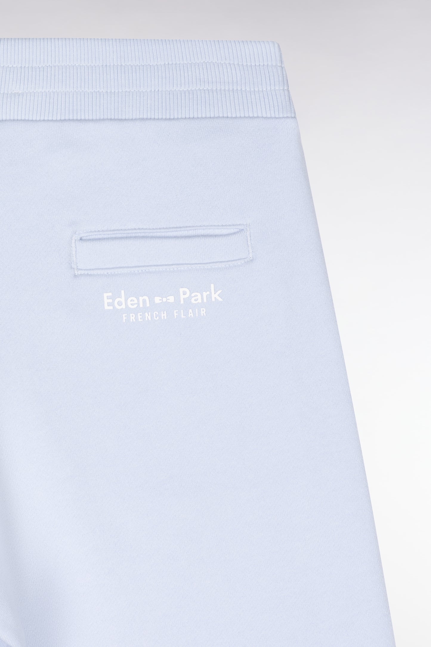 Straight-fit sky blue cotton fleece shorts