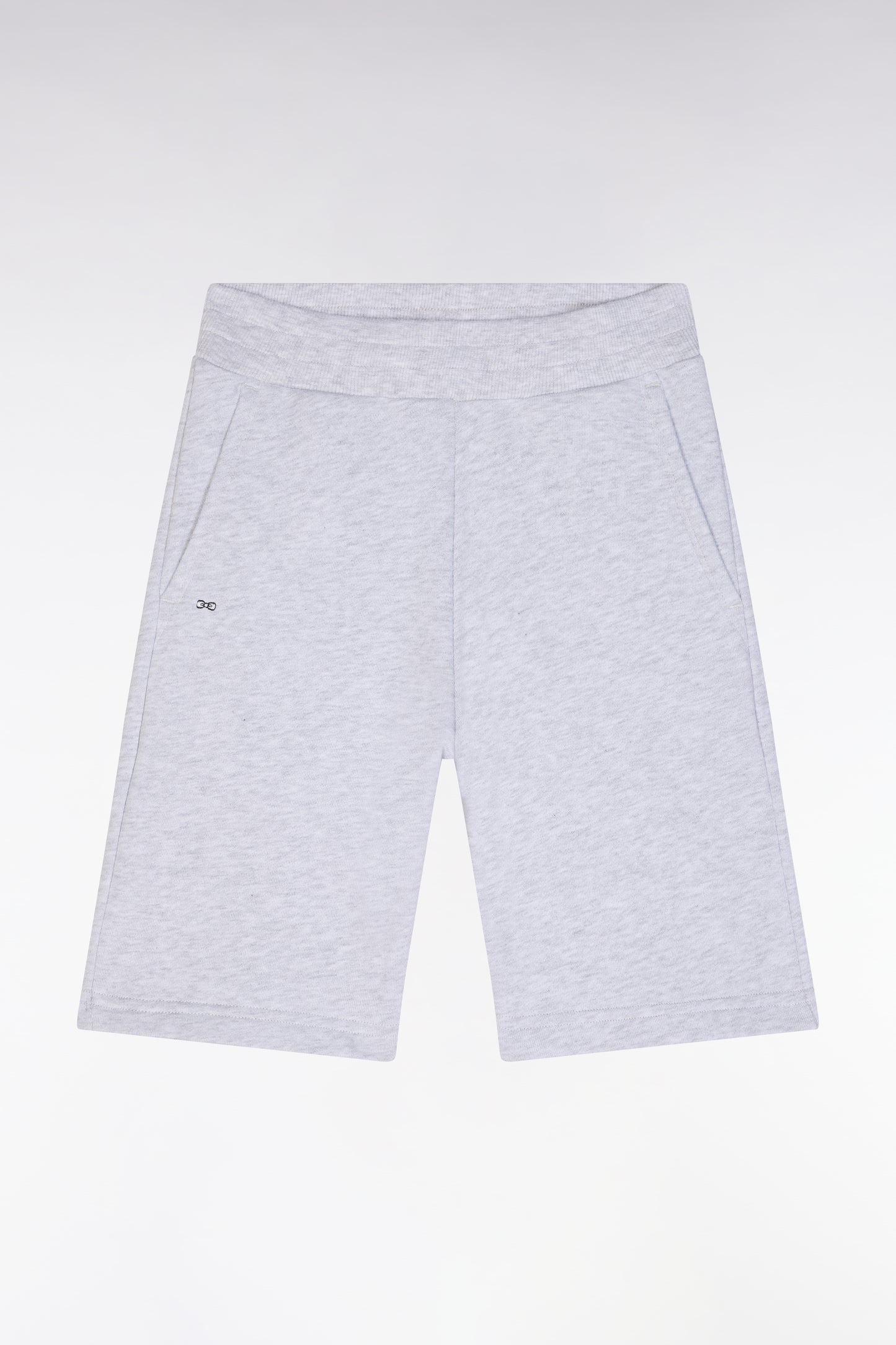 Straight-fit grey cotton fleece shorts