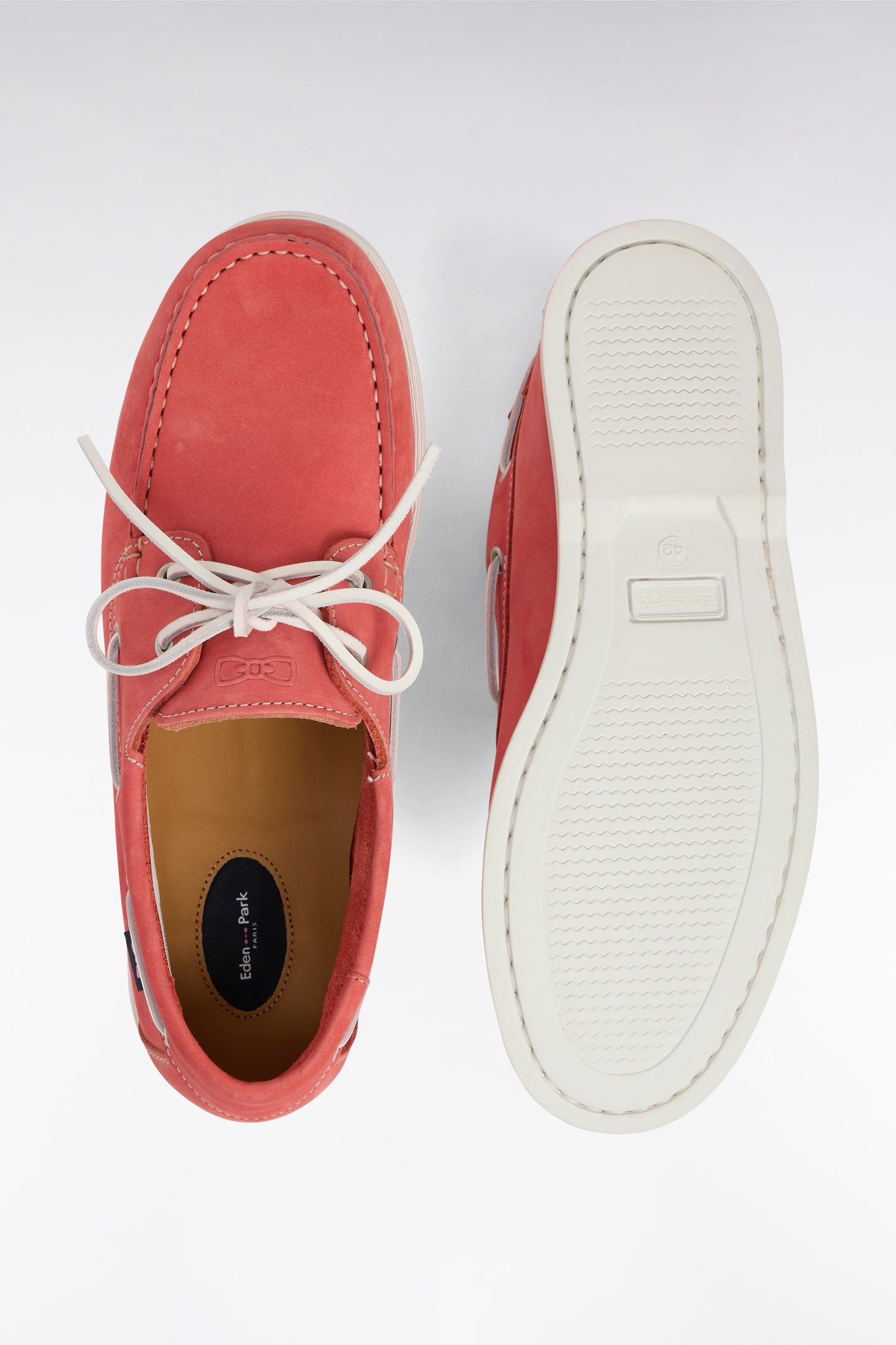 Red suede leather boat shoes style loafers