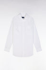 Oversized white linen shirt with patch pockets