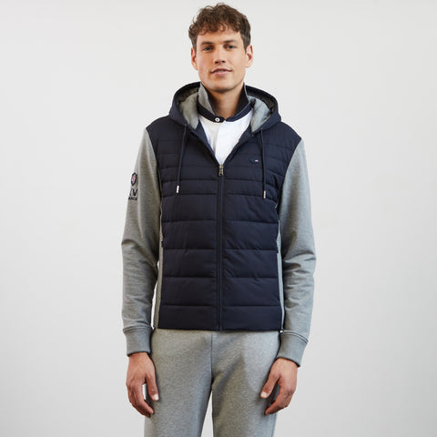 Dark blue bimaterial colourblock XV de France sweatshirt - Image 1