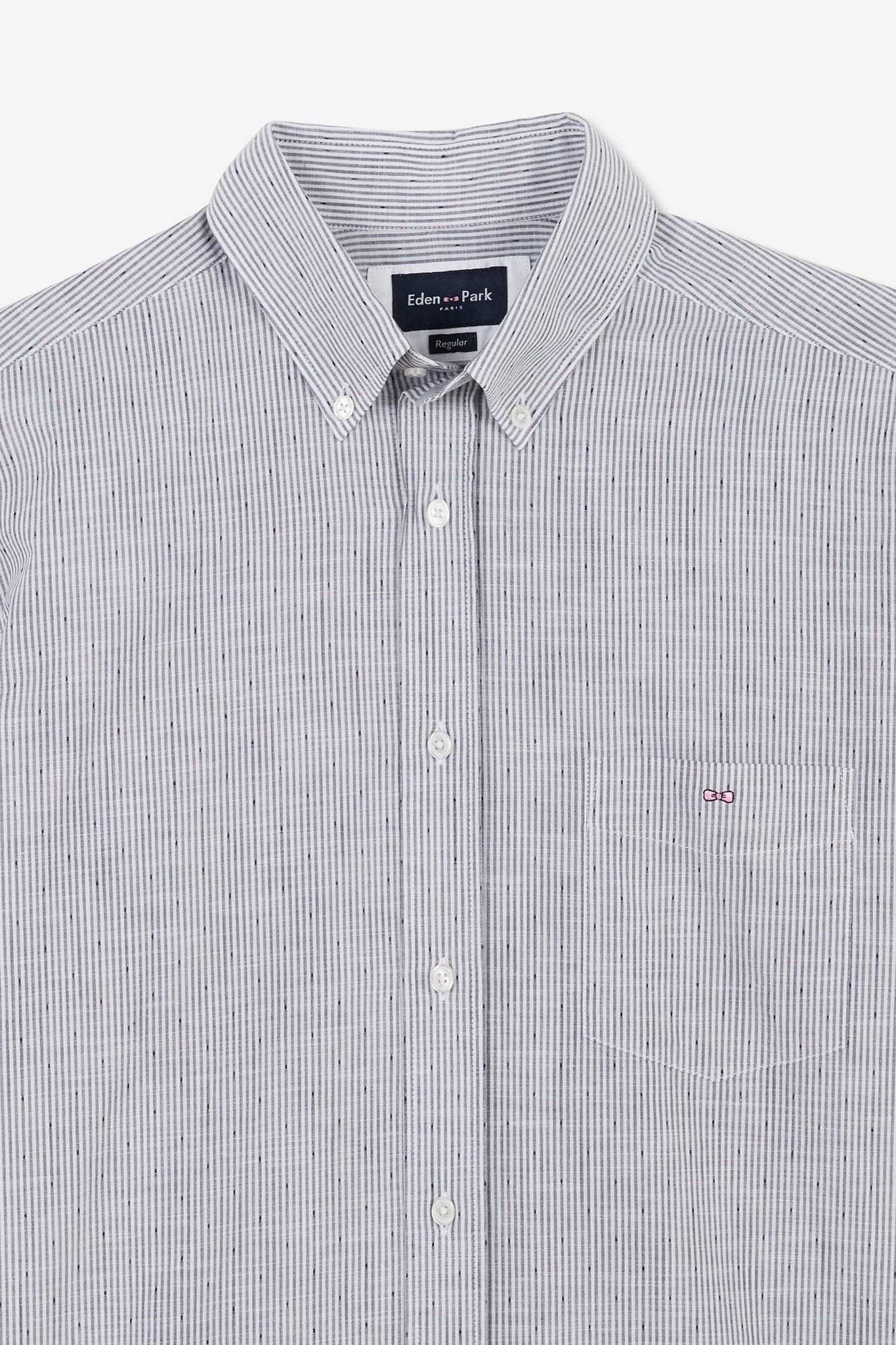 Dark blue striped shirt in cotton dobby