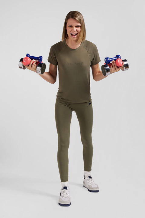 Khaki green stretch sports jogging bottoms - Image 1