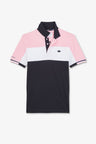 Pink colour-block polo shirt in cotton pique with XV de France embroidery
