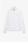 White zipped sweatshirt with stand-up collar