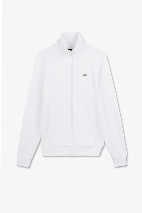 White zipped sweatshirt with stand-up collar - Image 2