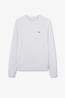 White fleece round-neck sweatshirt with bow tie embroidery