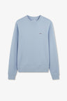 Blue fleece round-neck sweatshirt with bow tie embroidery