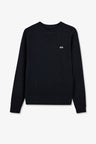 Navy fleece round-neck sweatshirt with bow tie embroidery