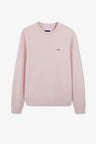 Pink fleece round-neck sweatshirt with bow tie embroidery