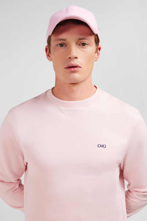 Pink fleece round-neck sweatshirt with bow tie embroidery - Image 3