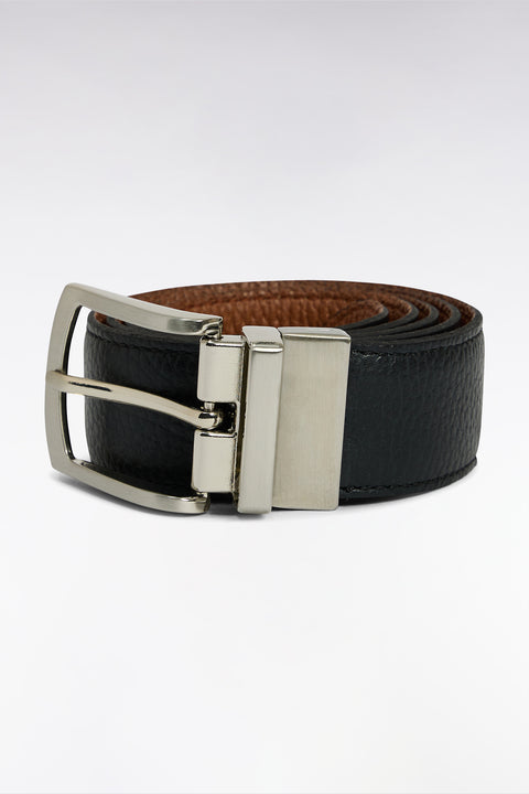 Reversible black and brown smooth leather belt - Image 1