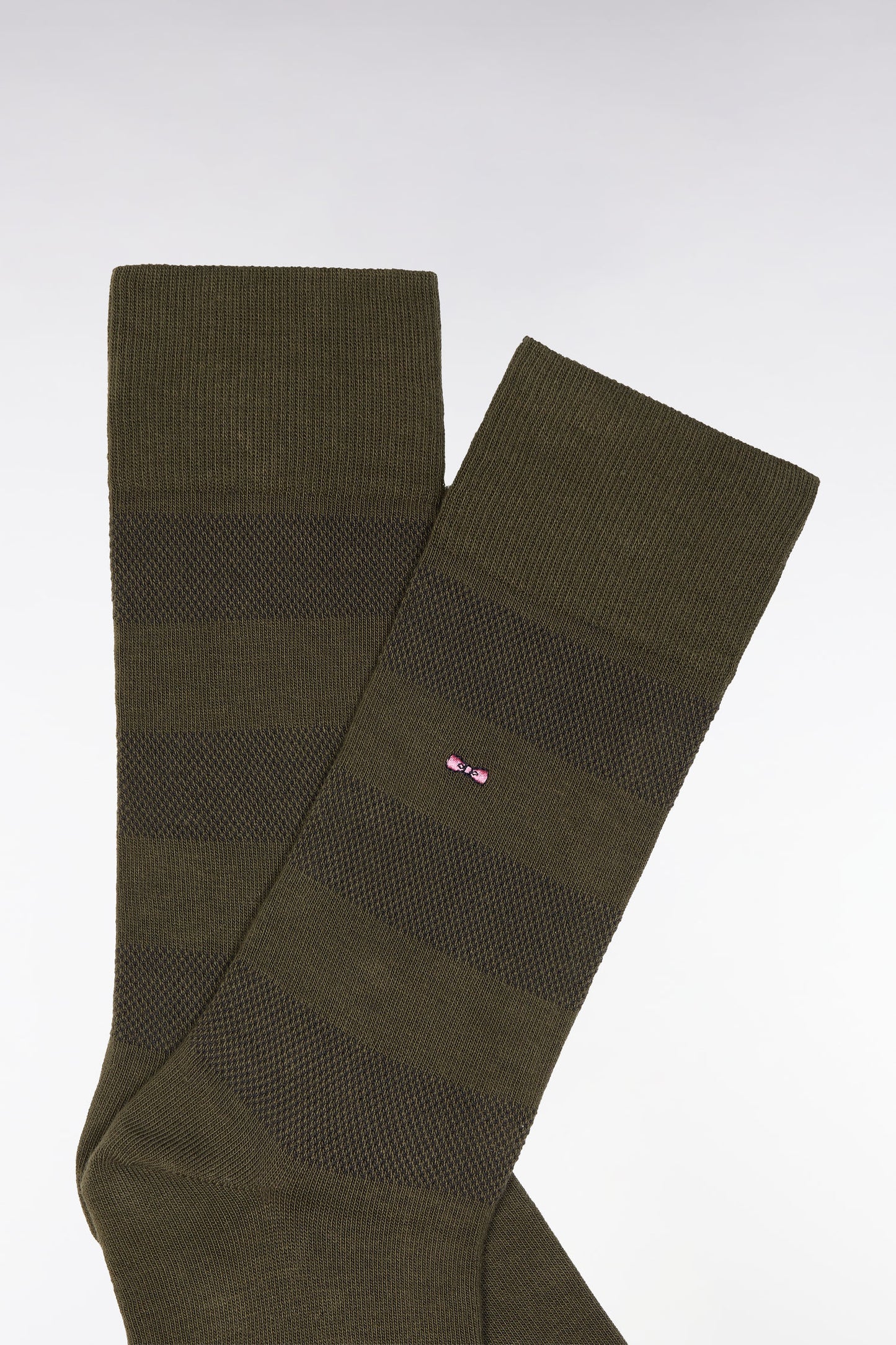 Khaki green stretch cotton-blend full-rim socks