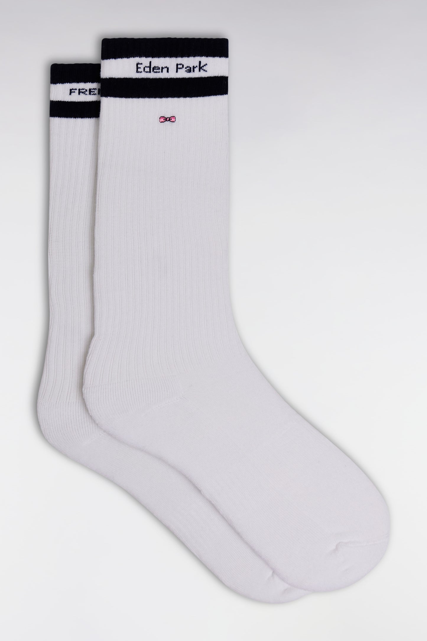 White stretch cotton-blend socks with Eden Park logo
