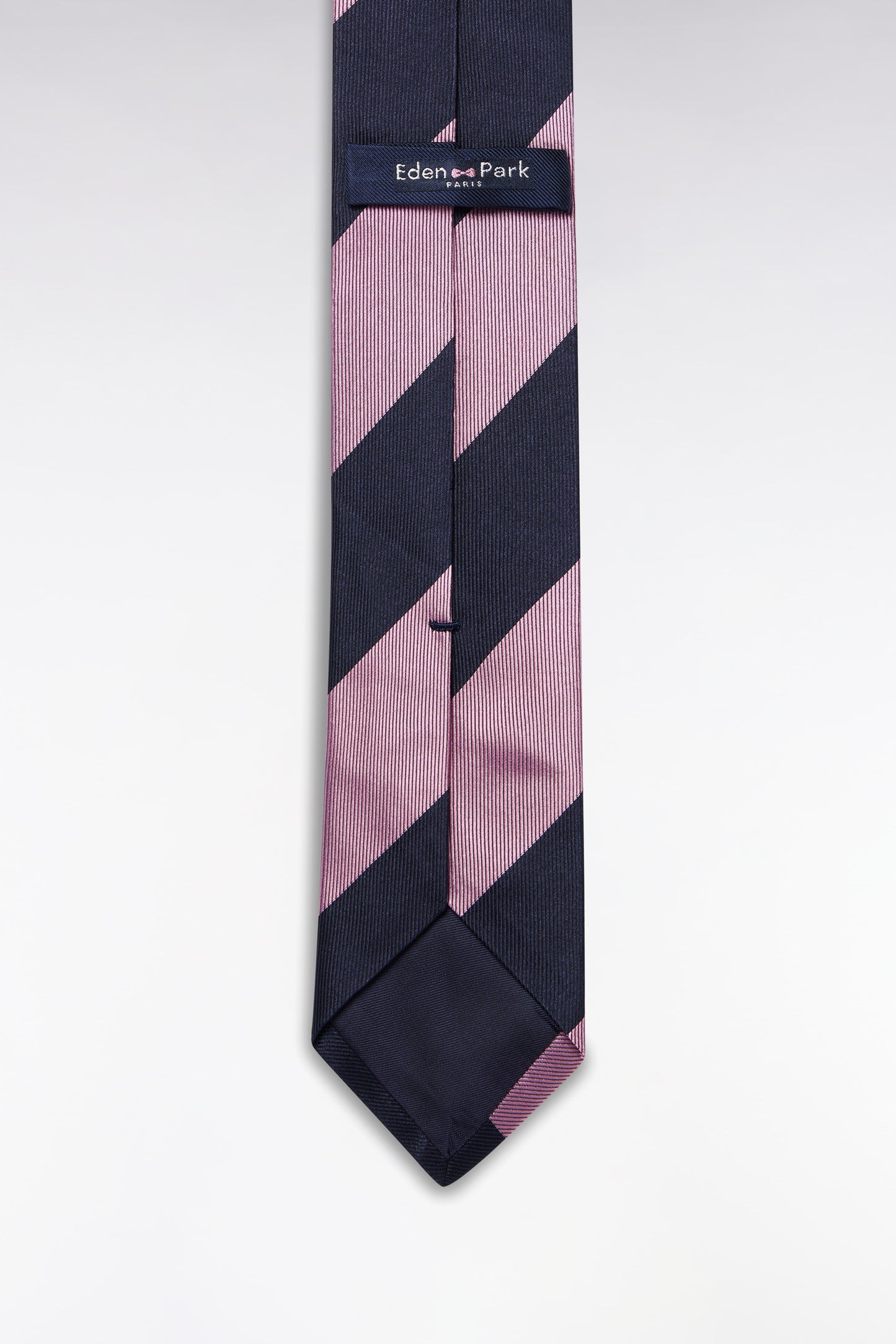 Rimmed tie in pink and navy silk