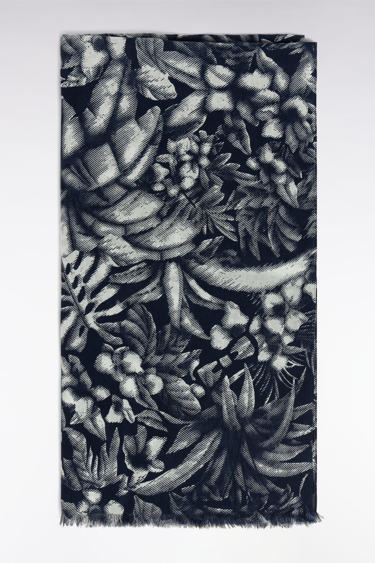Jungle print navy cotton scarf