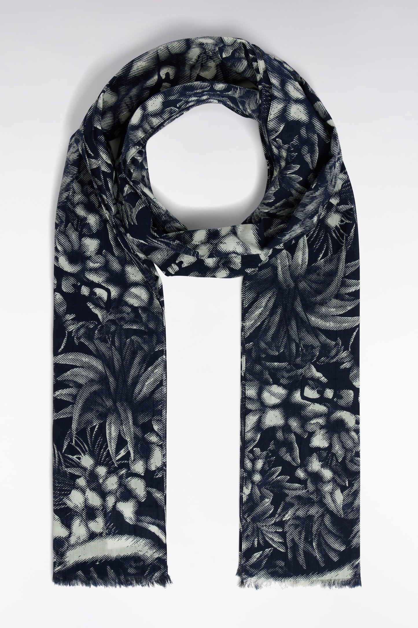 Jungle print navy cotton scarf