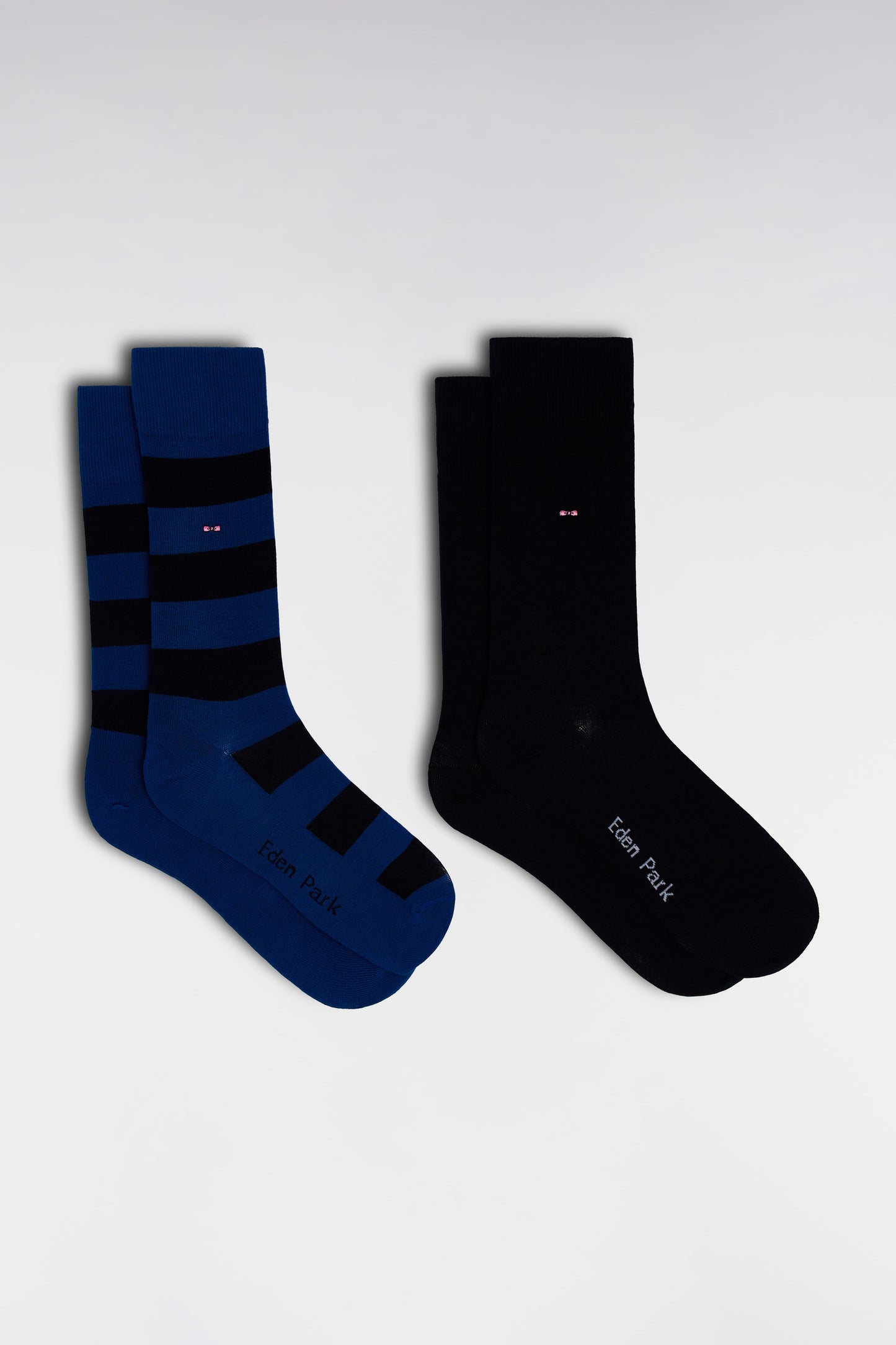 Pack of 2 pairs of stretch cotton socks in blue and navy