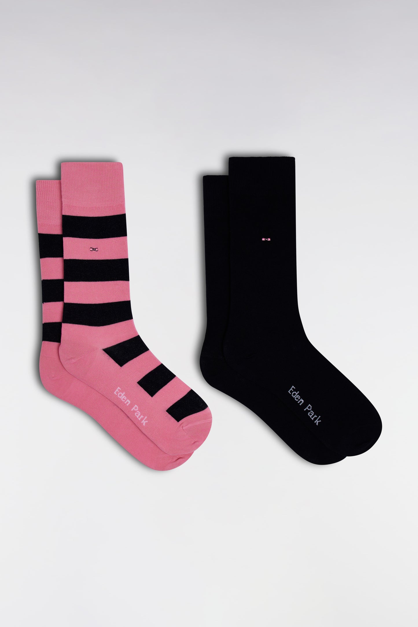 Pack of 2 pairs of stretch cotton socks in pink and navy