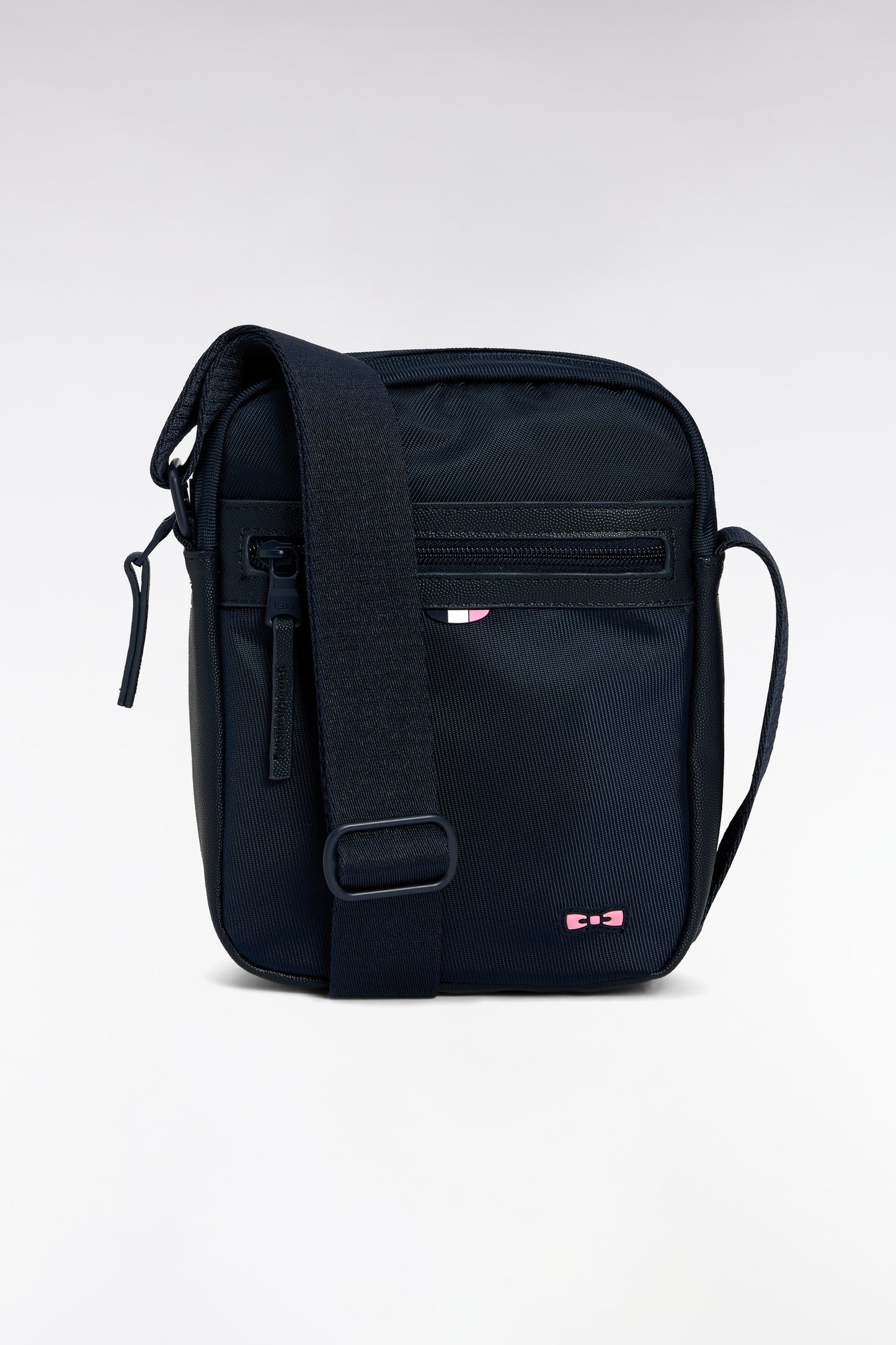 Black canvas and leather messenger bag