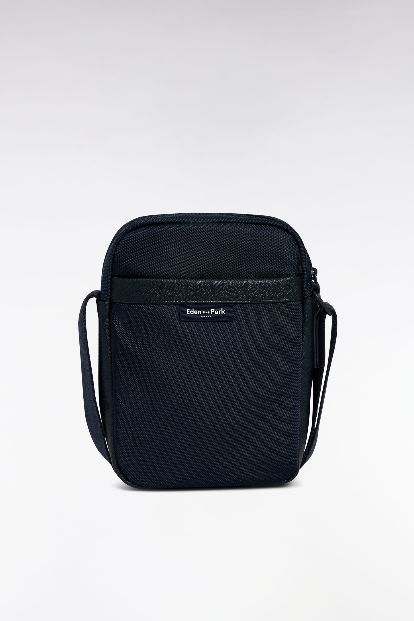 Black canvas and leather messenger bag