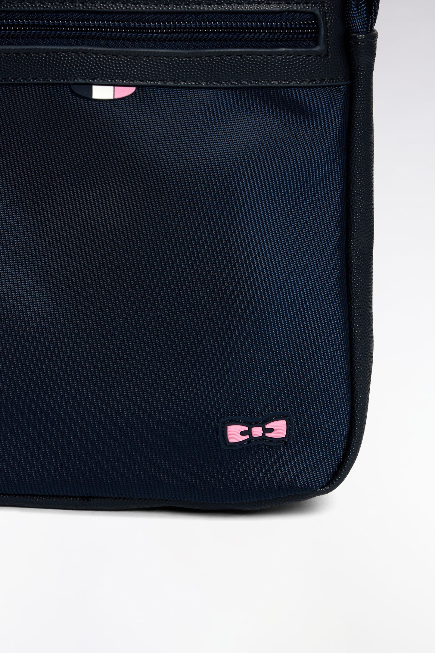 Black canvas and leather messenger bag