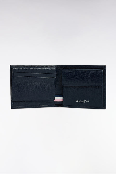 Navy grained leather Italian wallet - Image 2