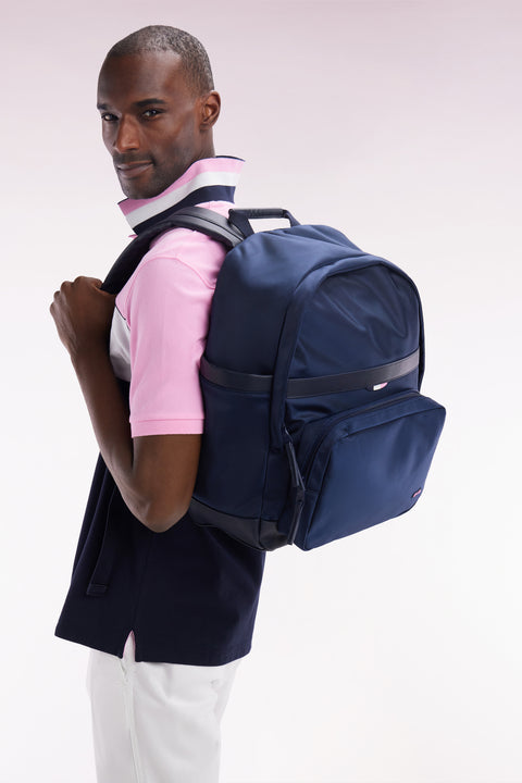 Canvas and black leather backpack - Image 1