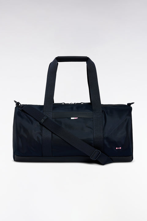 Navy and black duffle bag in leather and fabric - Image 2