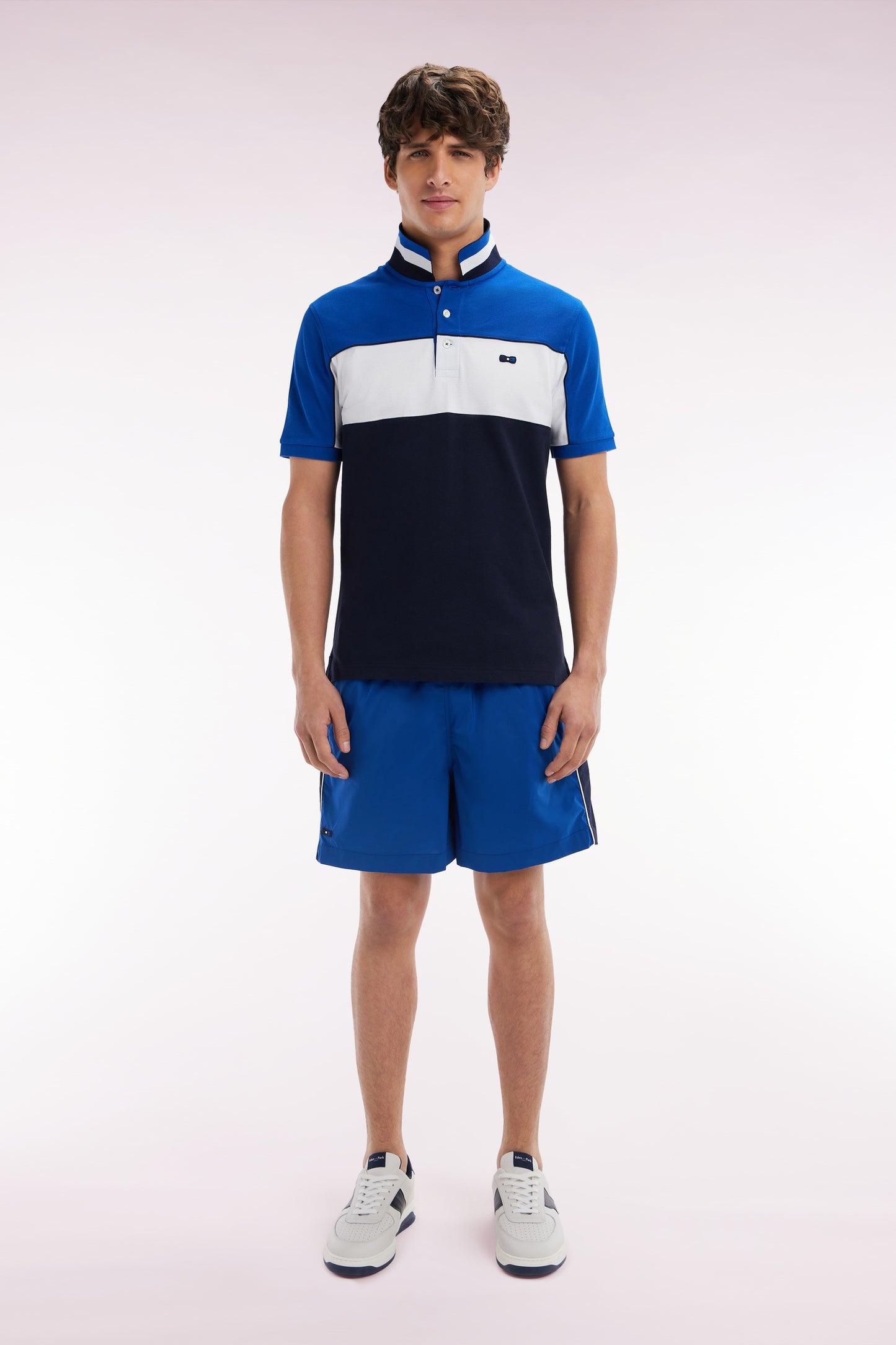 Navy tricolor swimsuit