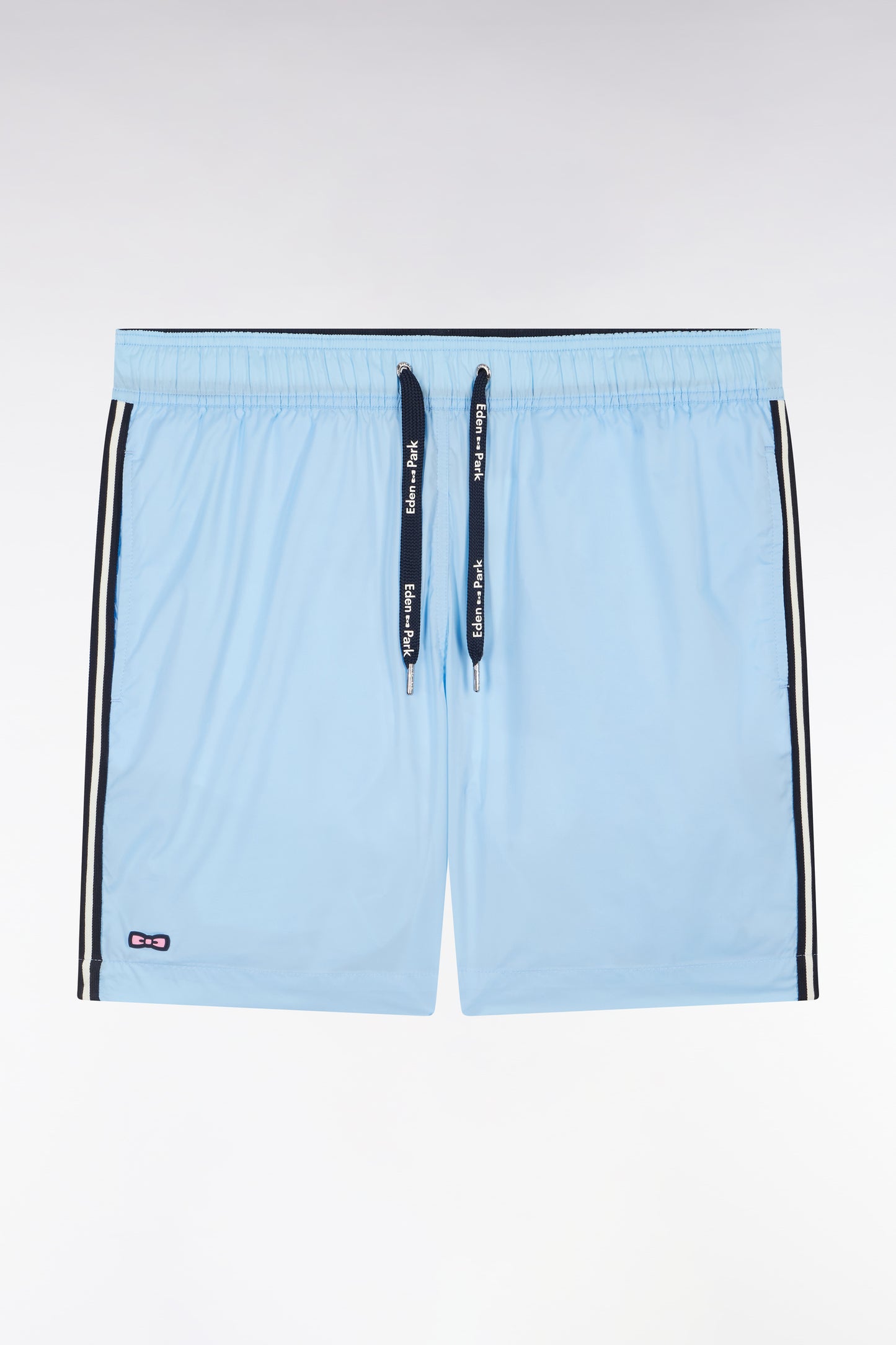 Sky blue swimsuit with tricolor details