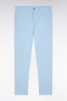Light blue straight-cut stretch cotton pleat-free chinos