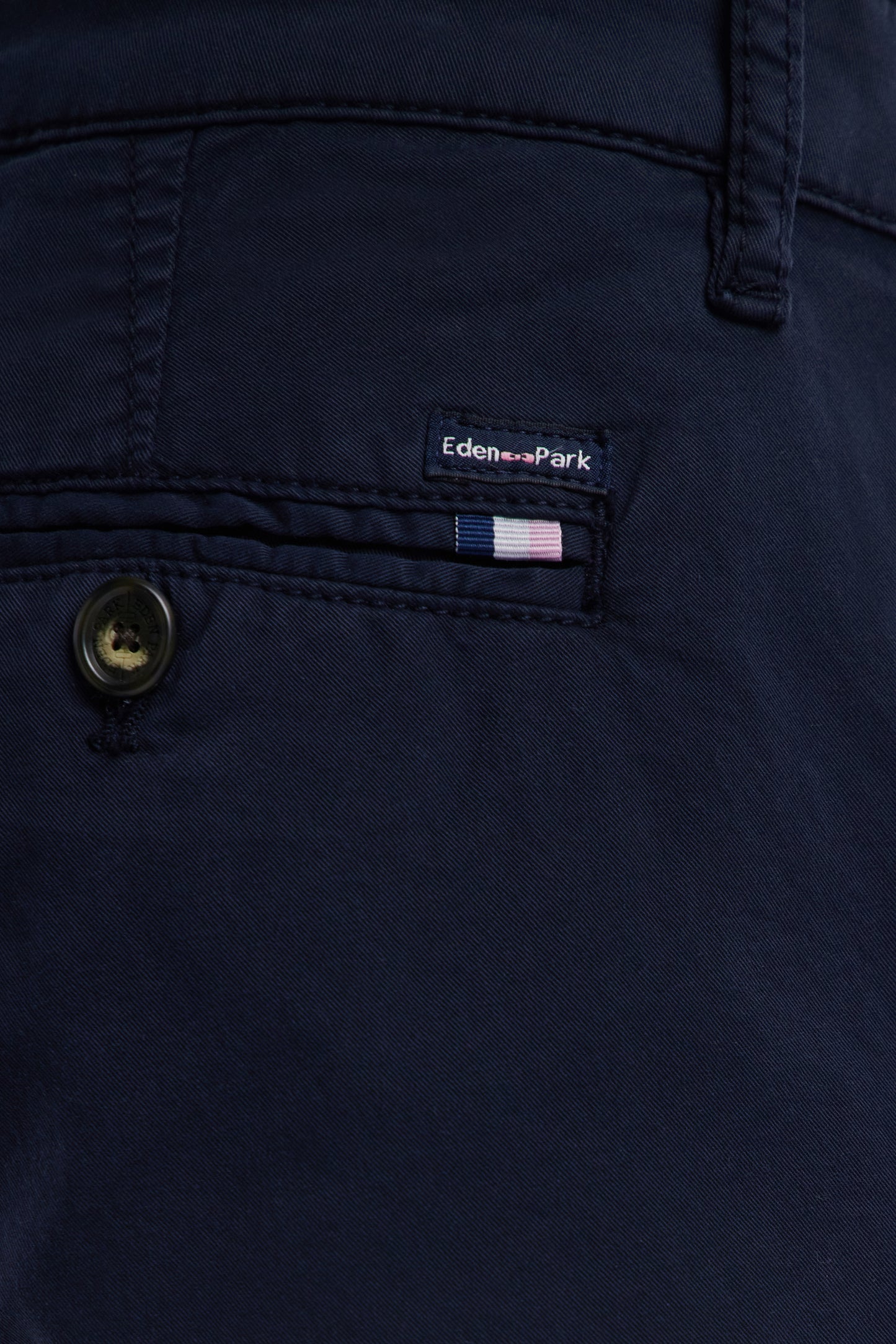 Navy straight-cut stretch cotton pleat-free chinos