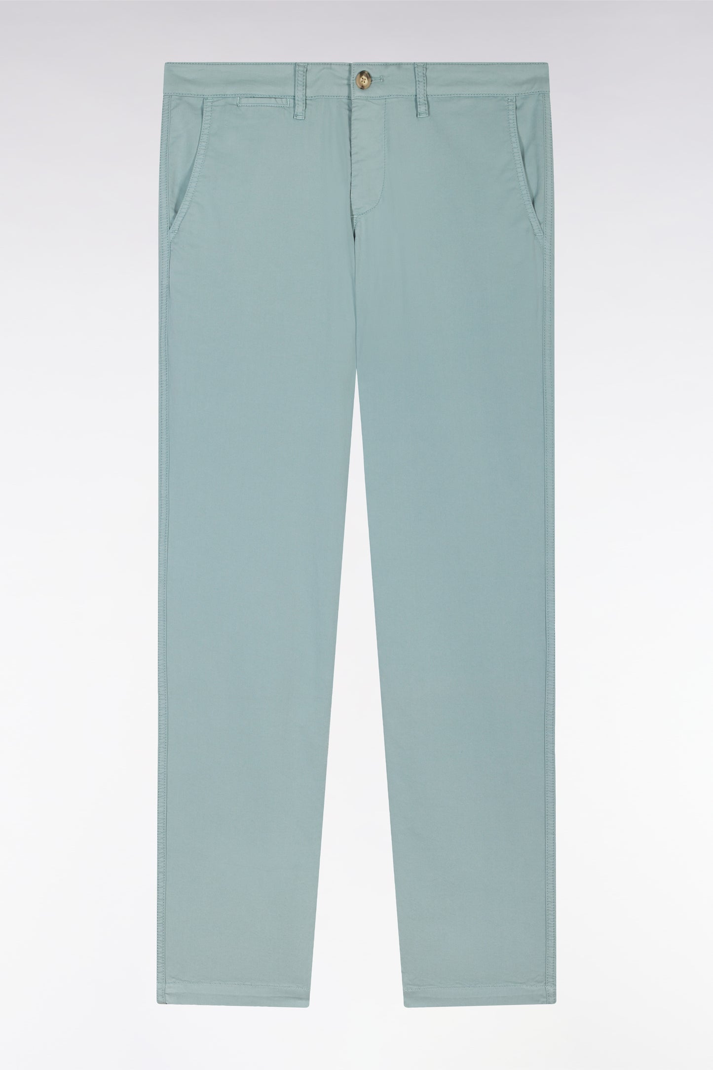 Medium grey straight-cut stretch cotton pleat-free chinos