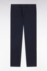 Straight-cut navy stretch cotton and linen pleat-free chinos