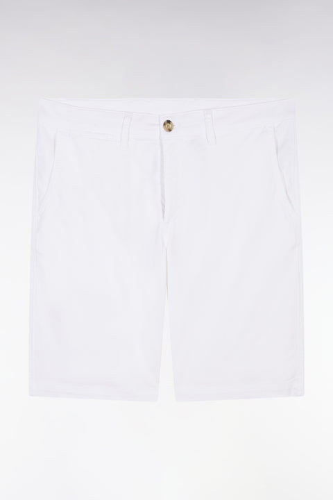 White straight-cut stretch cotton chino Bermuda shorts - Image 2