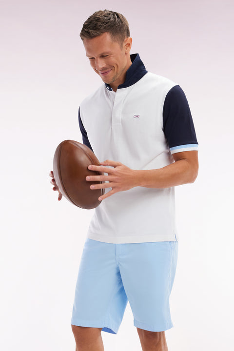 Light grey straight-cut stretch cotton chino Bermuda shorts - Image 3