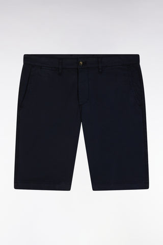 Navy straight-cut stretch cotton chino Bermuda shorts