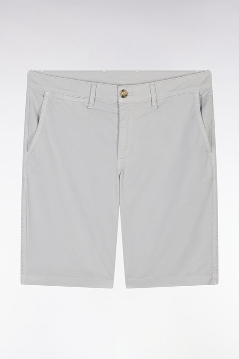 Grey straight-cut stretch cotton chino Bermuda shorts - Image 2