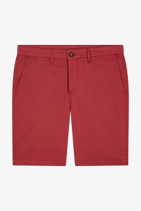 Red straight-cut stretch cotton chino Bermuda shorts - Image 2