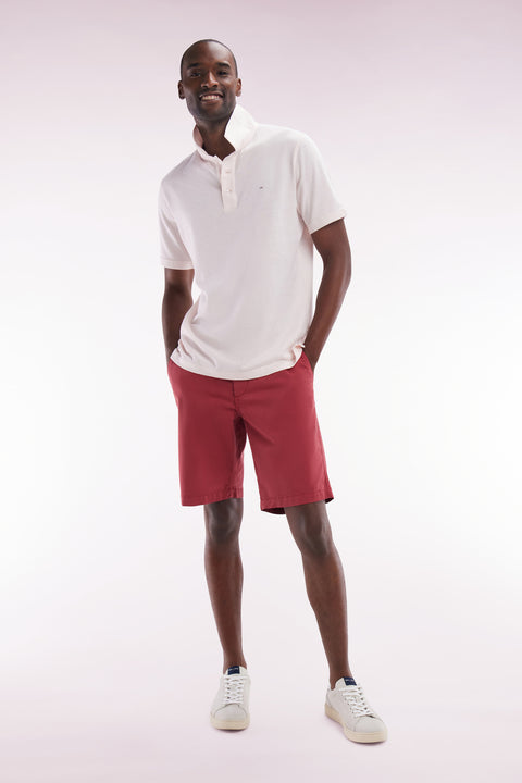 Red straight-cut stretch cotton chino Bermuda shorts - Image 3