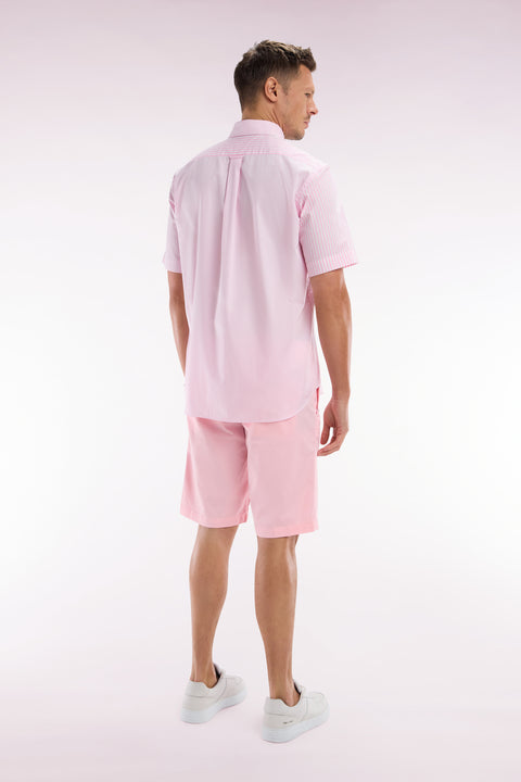 Pink straight-cut stretch cotton chino Bermuda shorts - Image 3