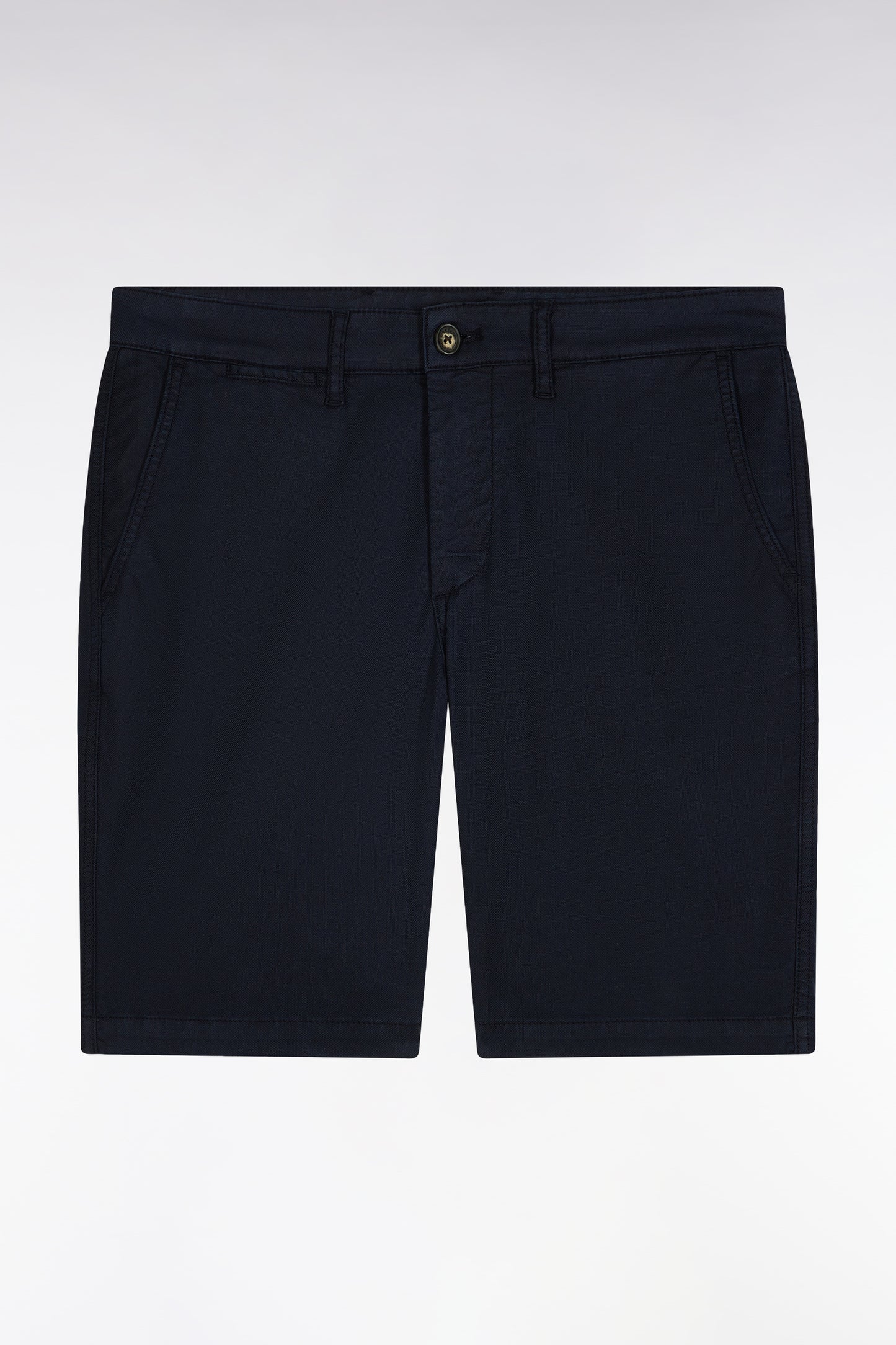 Straight-cut navy lyocell and stretch cotton Bermuda shorts