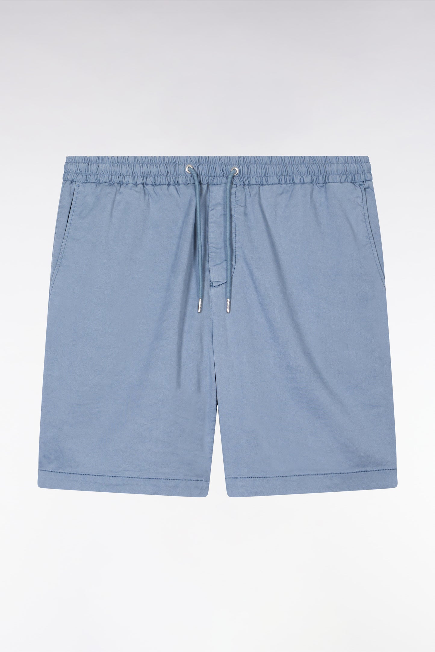 Elasticated waistband grey Bermuda shorts in lyocell and stretch cotton