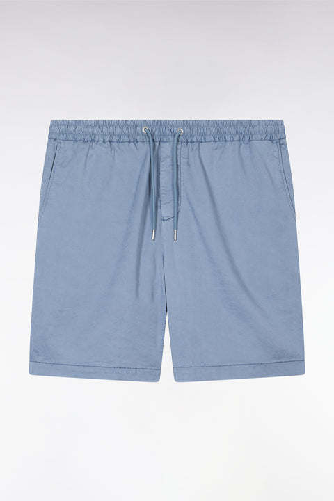 Elasticated waistband grey Bermuda shorts in lyocell and stretch cotton - Image 2
