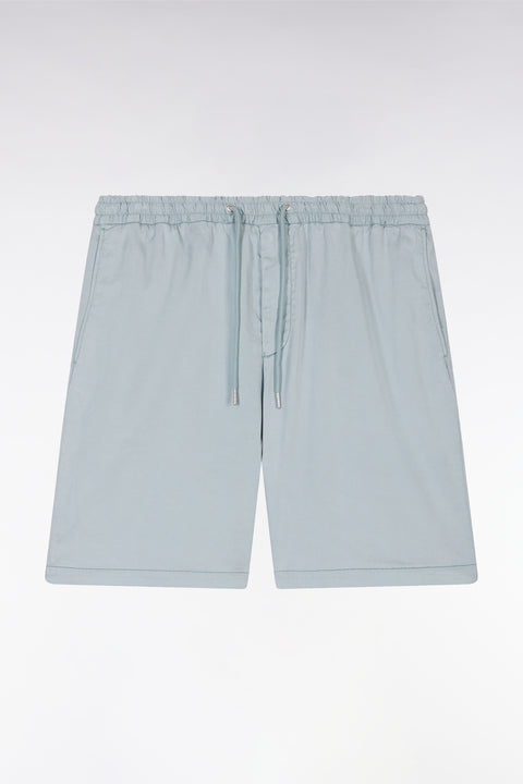 Elasticated waistband medium grey Bermuda shorts in lyocell and stretch cotton - Image 2